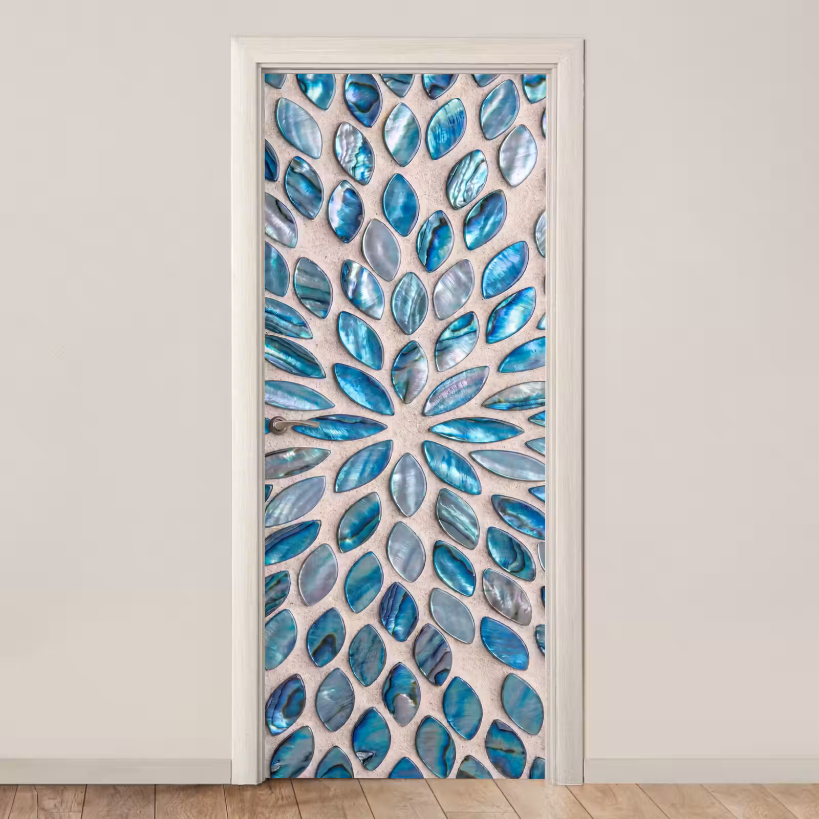 Deursticker - Patroon - Glans - Abstract - Blauw - Decoratie — 1