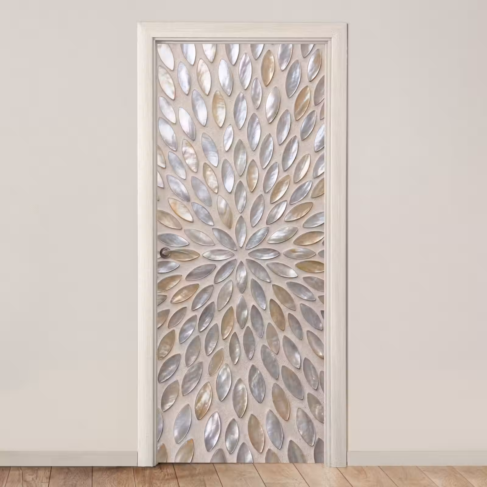 Deursticker - Patroon - Ovaal - Glanzend - Abstract - Beige — 1