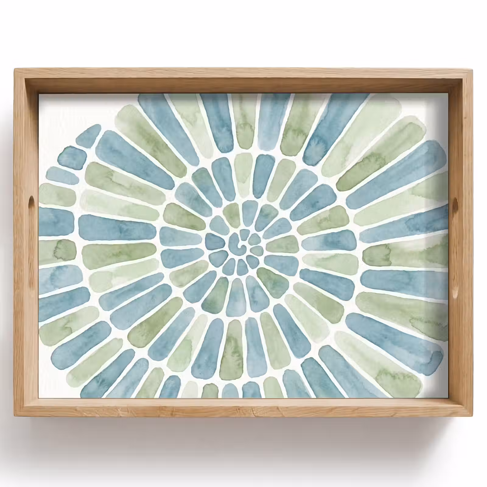 Dienblad - Abstract - Spiraal - Patroon - Modern - Blauw-Groen — 1