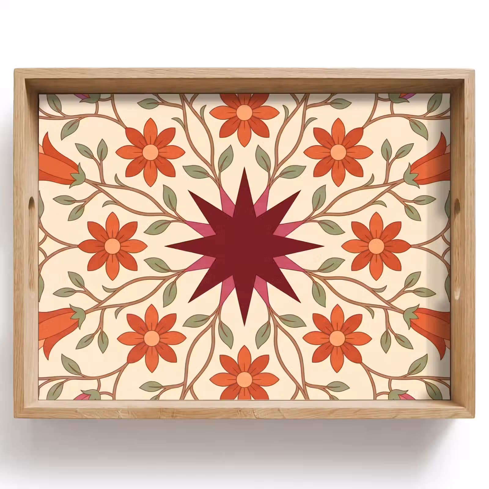 Dienblad - Bloemen - Mandala - Decoratief - Rood — 1