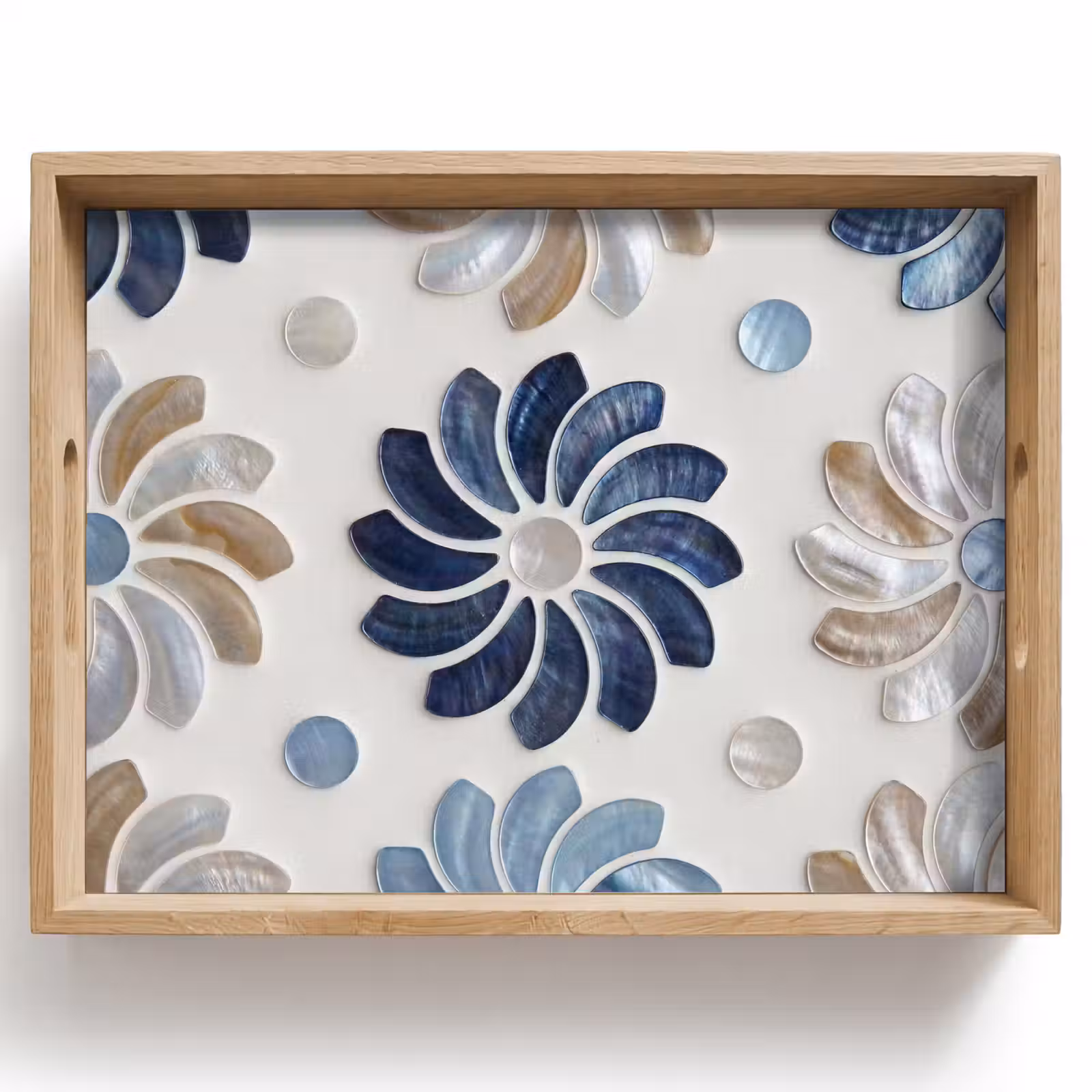 Dienblad - Bloemen - Parelmoer - Abstract - Patroon - Blauw — 1