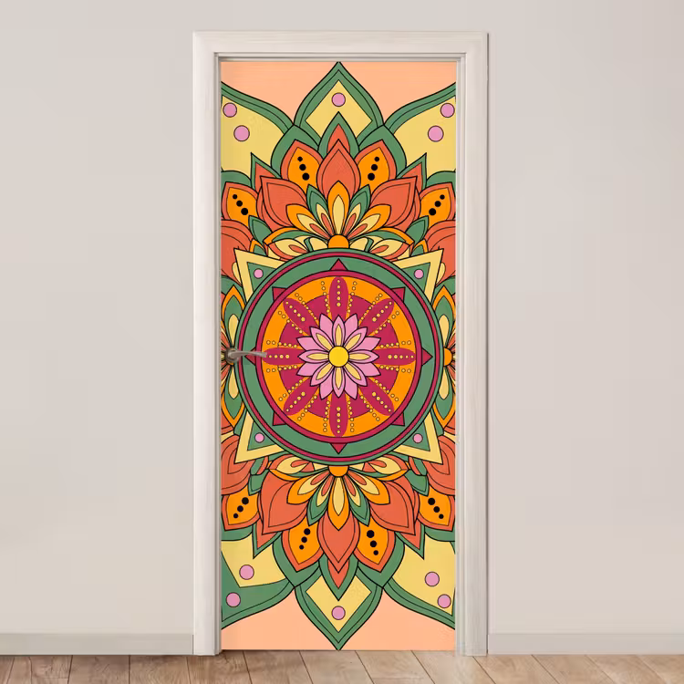 Deursticker - Mandala - Bloemen - Abstract - Kleurrijk — 1