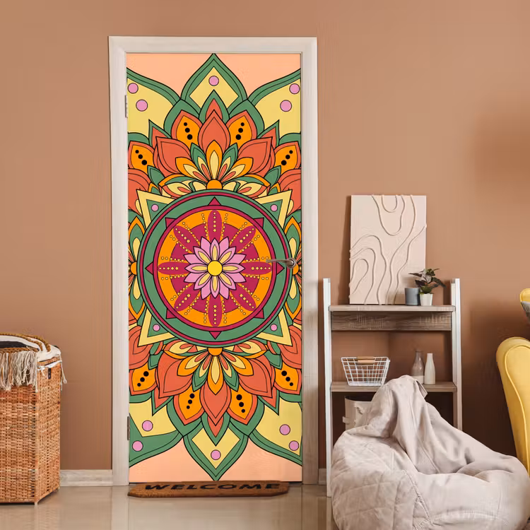 Deursticker - Mandala - Bloemen - Abstract - Kleurrijk — 2