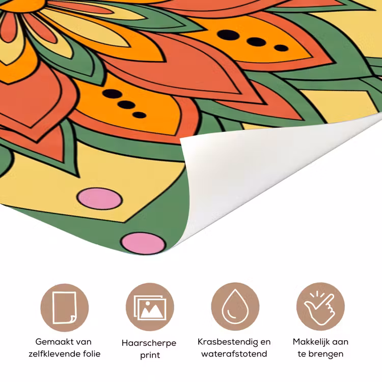 Deursticker - Mandala - Bloemen - Abstract - Kleurrijk — 3