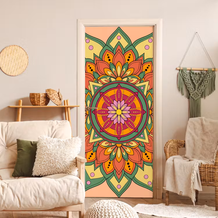 Deursticker - Mandala - Bloemen - Abstract - Kleurrijk — 4