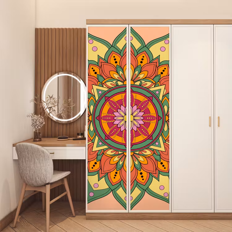 Deursticker - Mandala - Bloemen - Abstract - Kleurrijk — 5
