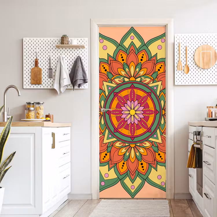 Deursticker - Mandala - Bloemen - Abstract - Kleurrijk — 7