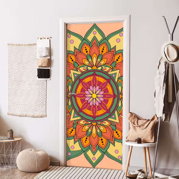 Deursticker - Mandala - Bloemen - Abstract - Kleurrijk — 8
