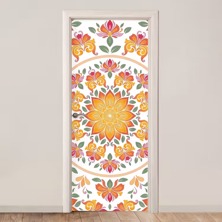 Deursticker - Mandala - Bloemen - Decoratie - Kleurrijk - Abstract — 1