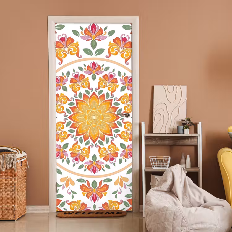 Deursticker - Mandala - Bloemen - Decoratie - Kleurrijk - Abstract — 2