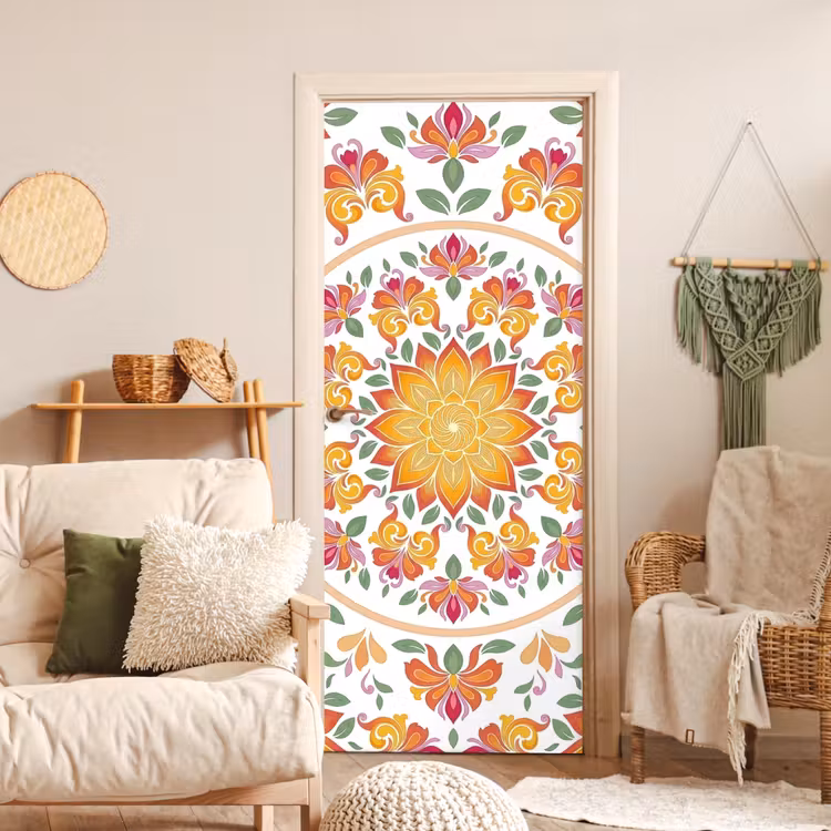 Deursticker - Mandala - Bloemen - Decoratie - Kleurrijk - Abstract — 4