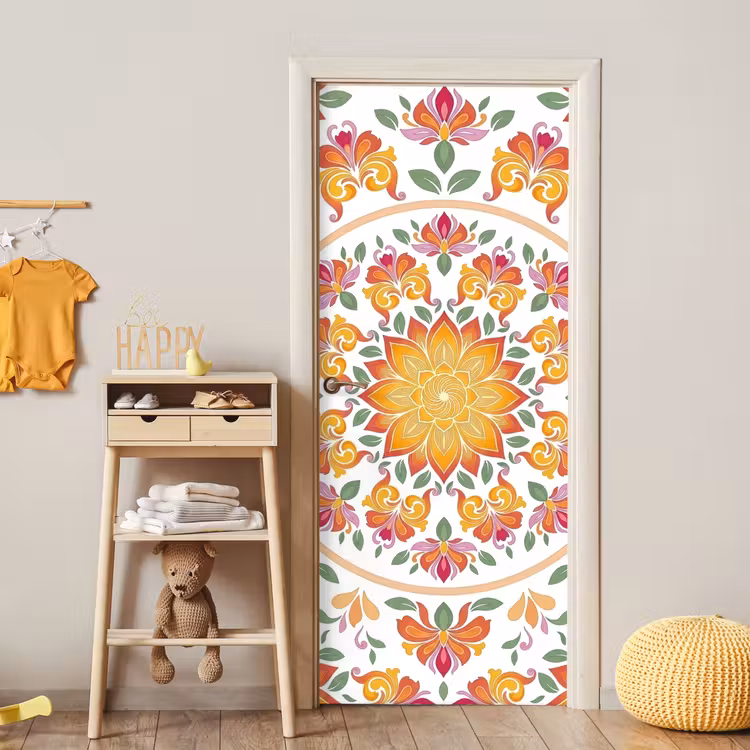 Deursticker - Mandala - Bloemen - Decoratie - Kleurrijk - Abstract — 6