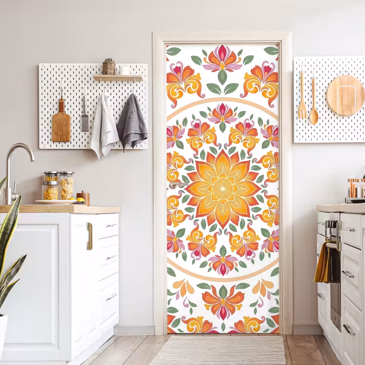 Deursticker - Mandala - Bloemen - Decoratie - Kleurrijk - Abstract — 7