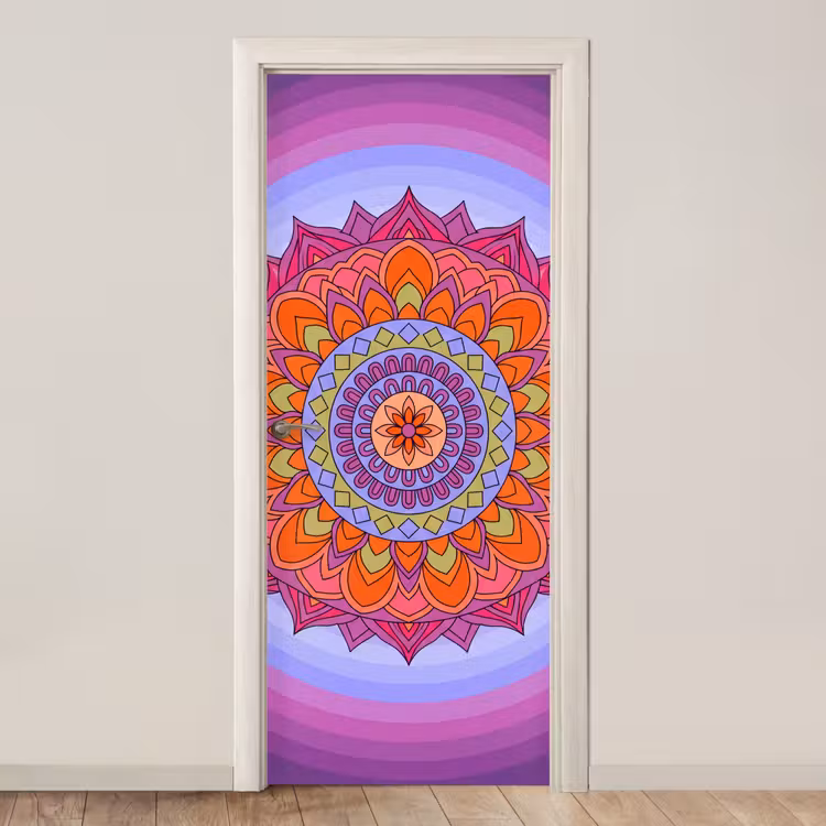 Deursticker - Mandala - Cirkel - Abstract - Kleurrijk - Patroon — 1