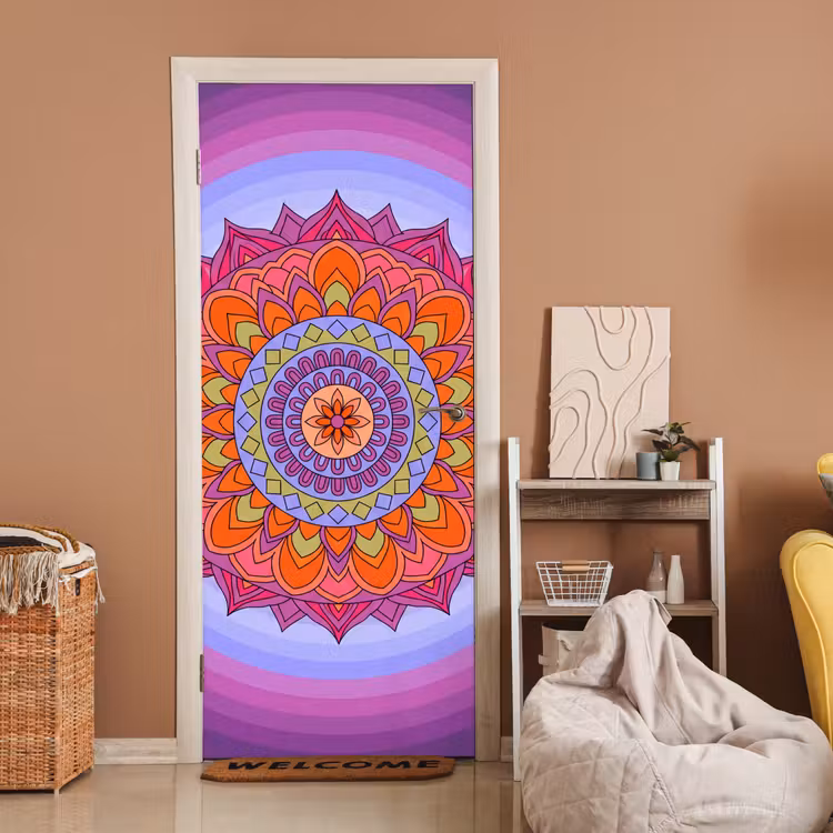 Deursticker - Mandala - Cirkel - Abstract - Kleurrijk - Patroon — 2