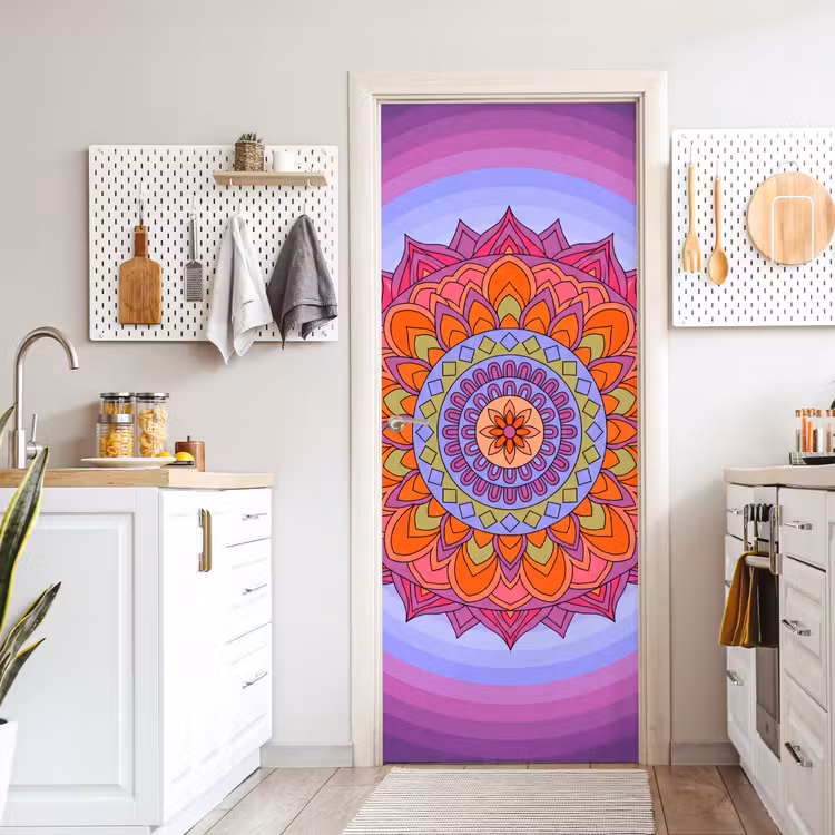 Deursticker - Mandala - Cirkel - Abstract - Kleurrijk - Patroon — 7