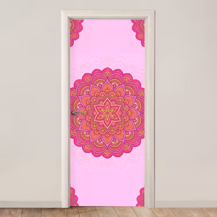 Deursticker - Mandala - Cirkel - Spiritueel - Oosters - Roze — 1