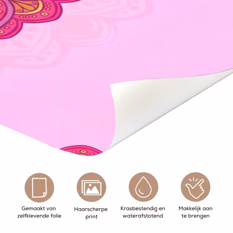 Deursticker - Mandala - Cirkel - Spiritueel - Oosters - Roze — 3