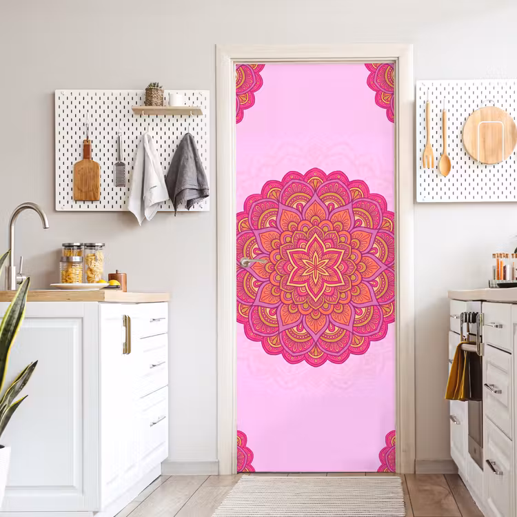 Deursticker - Mandala - Cirkel - Spiritueel - Oosters - Roze — 7