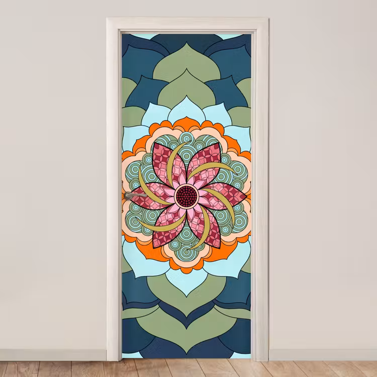 Deursticker - Mandala - Geometrisch - Kunst - Decoratief - Kleurrijk — 1