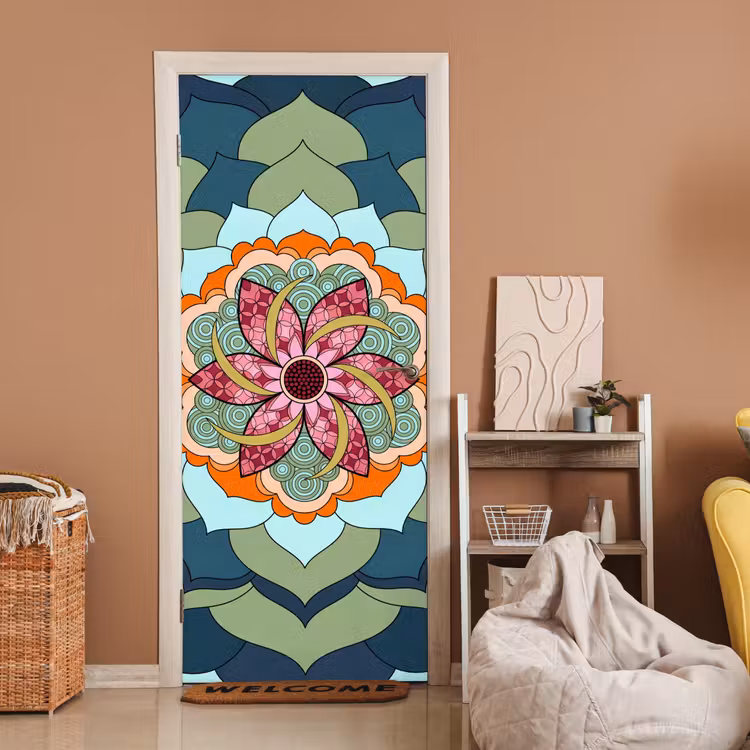 Deursticker - Mandala - Geometrisch - Kunst - Decoratief - Kleurrijk — 2