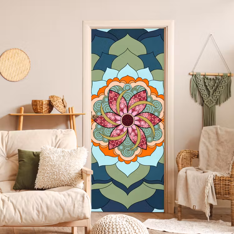 Deursticker - Mandala - Geometrisch - Kunst - Decoratief - Kleurrijk — 4