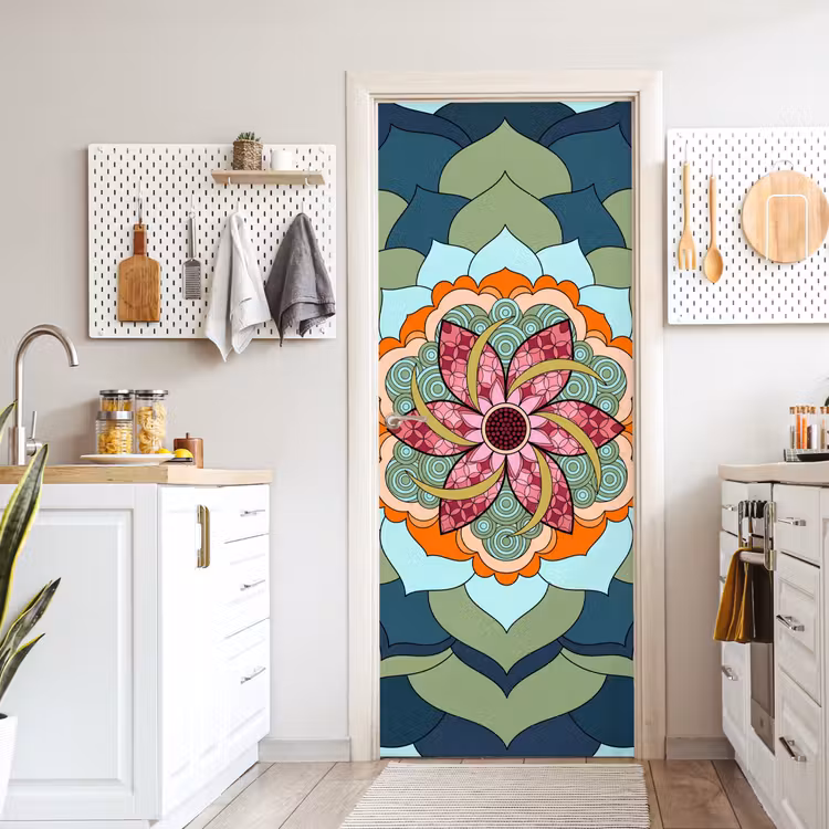 Deursticker - Mandala - Geometrisch - Kunst - Decoratief - Kleurrijk — 7