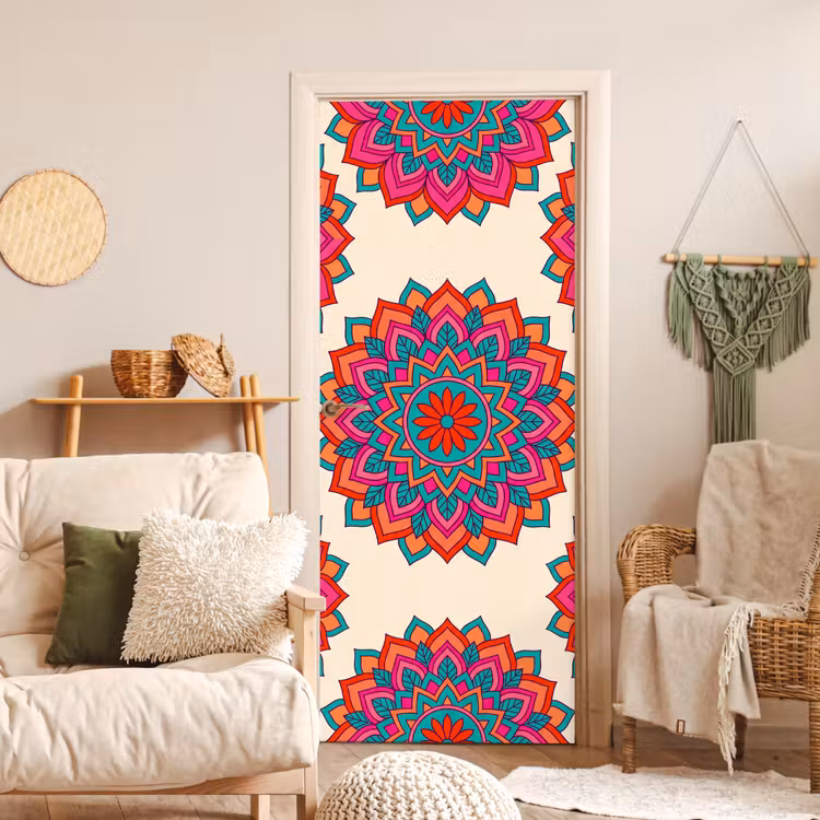 Deursticker - Mandala - Patroon - Abstract - Kleurrijk - Modern — 4