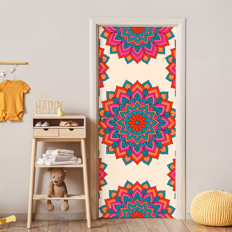 Deursticker - Mandala - Patroon - Abstract - Kleurrijk - Modern — 6