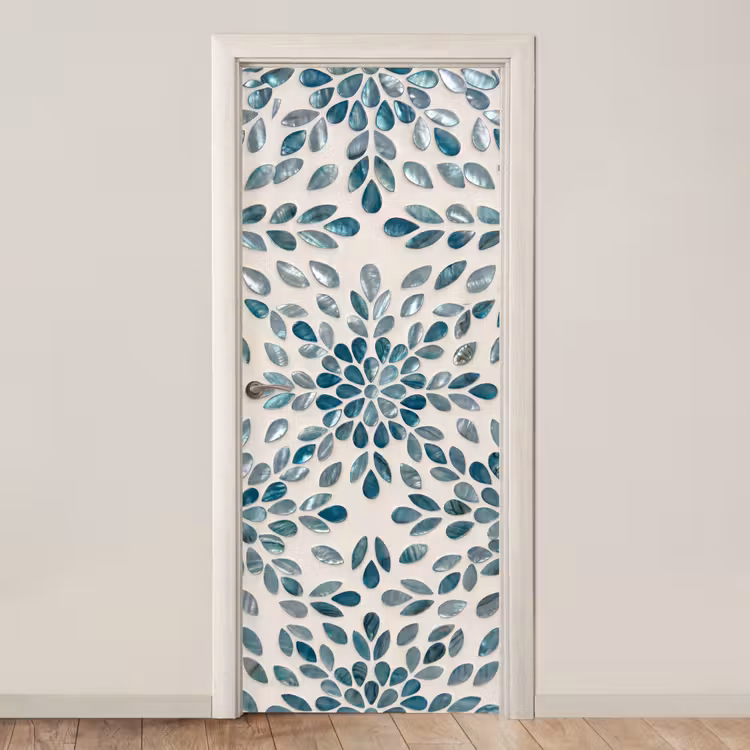 Deursticker - Patroon - Bladeren - Abstract - Modern - Turquoise — 1