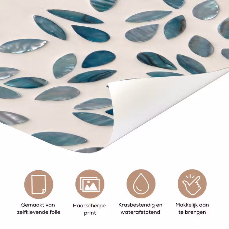 Deursticker - Patroon - Bladeren - Abstract - Modern - Turquoise — 3