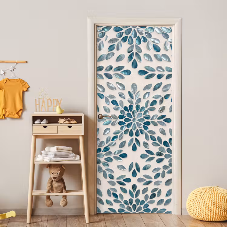 Deursticker - Patroon - Bladeren - Abstract - Modern - Turquoise — 6