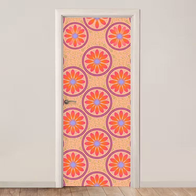 Deursticker - Patroon - Bloemen - Decoratief - Kleurrijk - Modern — 1