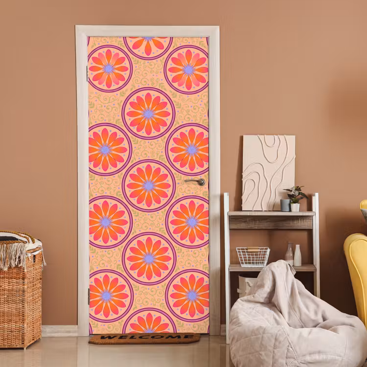 Deursticker - Patroon - Bloemen - Decoratief - Kleurrijk - Modern — 2