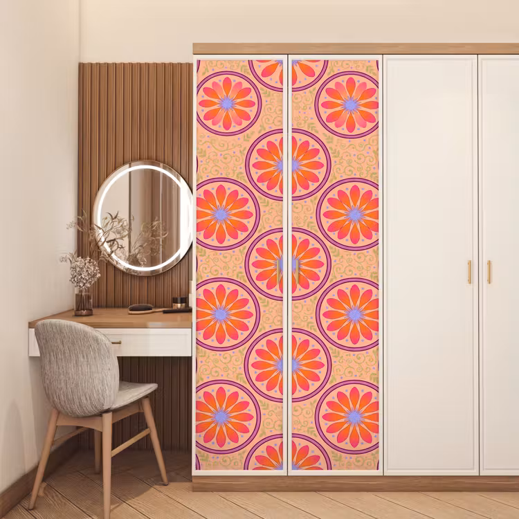 Deursticker - Patroon - Bloemen - Decoratief - Kleurrijk - Modern — 5