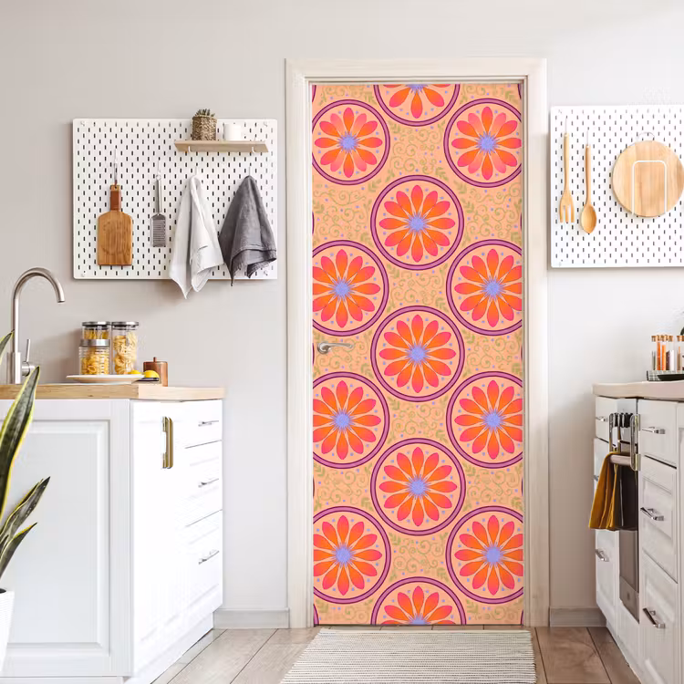Deursticker - Patroon - Bloemen - Decoratief - Kleurrijk - Modern — 7