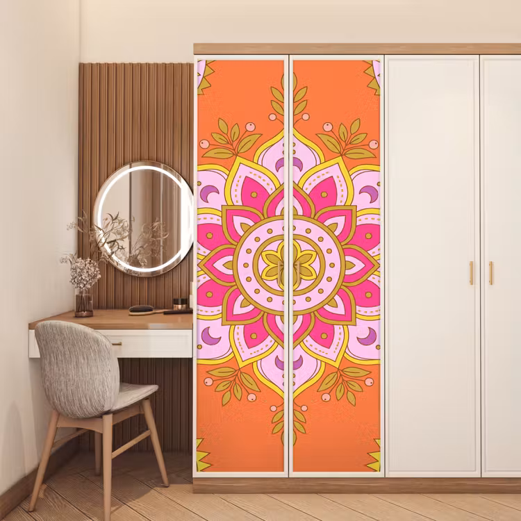 Deursticker - Patroon - Bloemmotief - Decoratie - Abstract - Roze — 5
