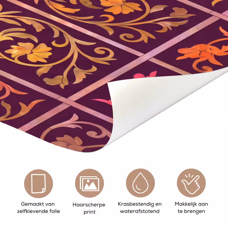 Deursticker - Patroon - Floraal - Oosters - Paars - Goud — 3