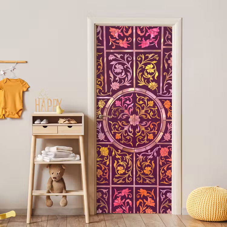 Deursticker - Patroon - Floraal - Oosters - Paars - Goud — 6