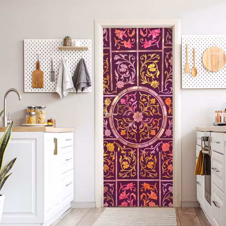 Deursticker - Patroon - Floraal - Oosters - Paars - Goud — 7