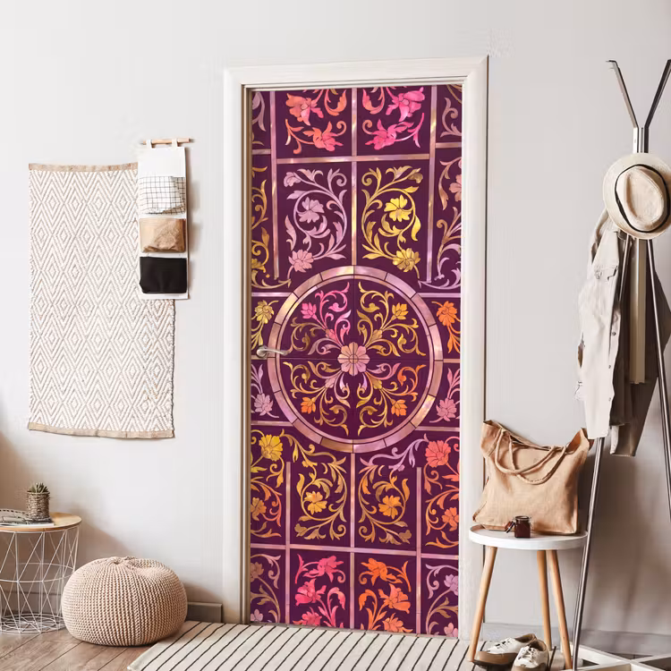 Deursticker - Patroon - Floraal - Oosters - Paars - Goud — 8