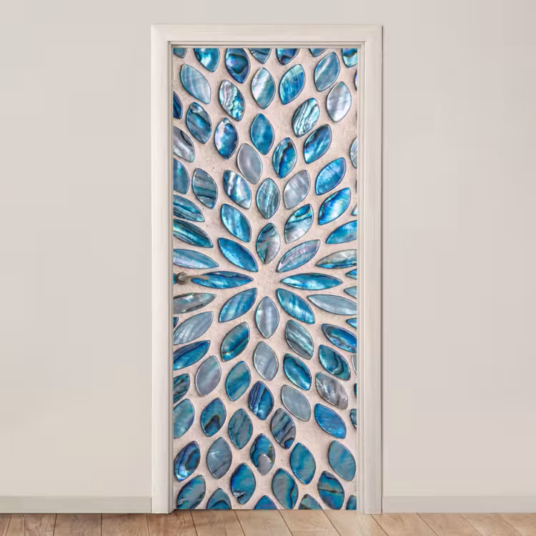 Deursticker - Patroon - Glans - Abstract - Blauw - Decoratie — 1