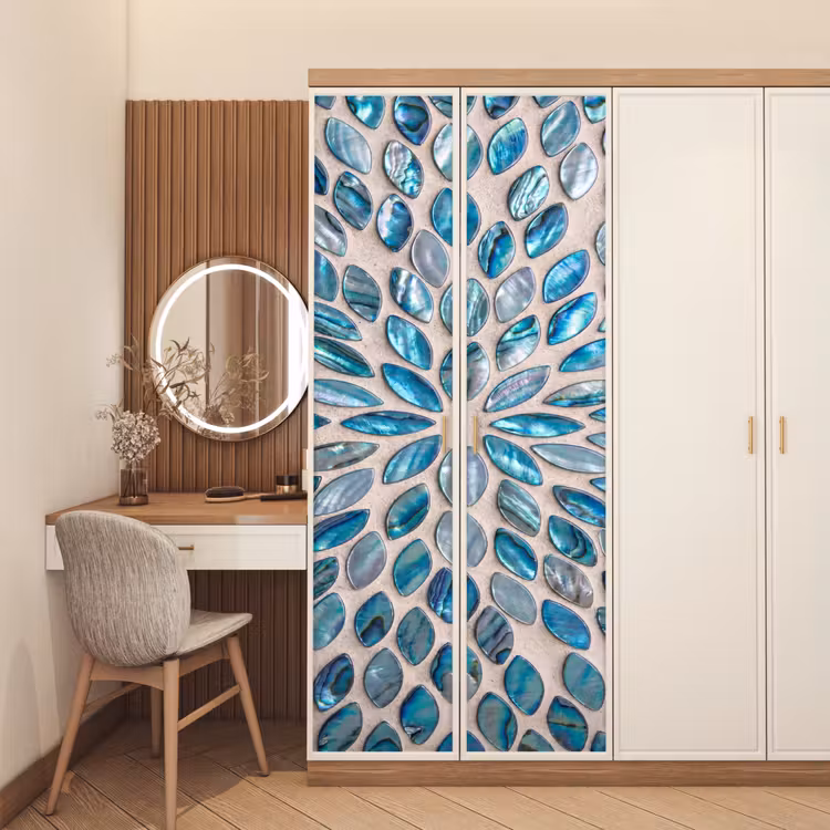 Deursticker - Patroon - Glans - Abstract - Blauw - Decoratie — 5