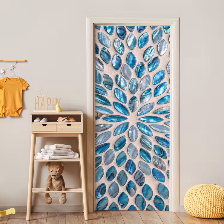 Deursticker - Patroon - Glans - Abstract - Blauw - Decoratie — 6