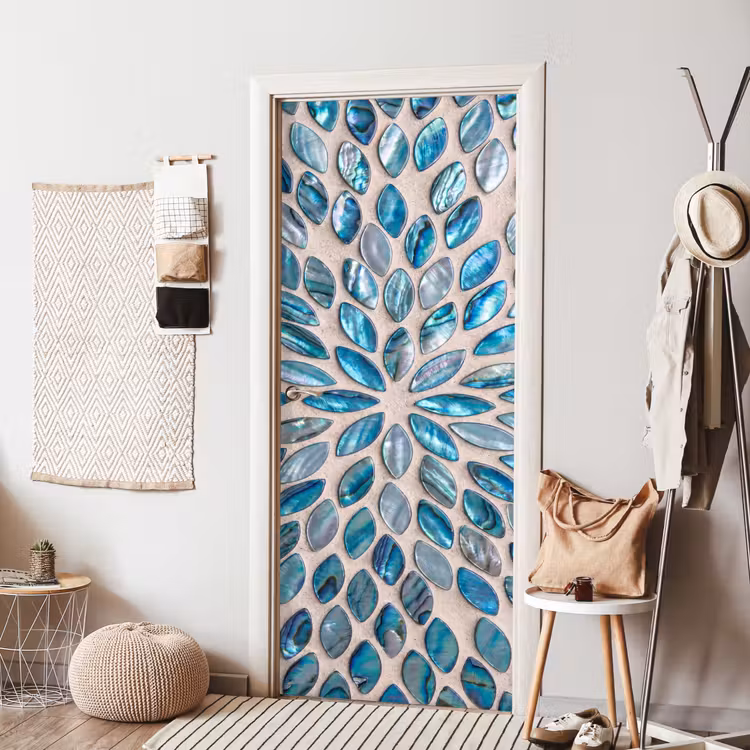 Deursticker - Patroon - Glans - Abstract - Blauw - Decoratie — 8
