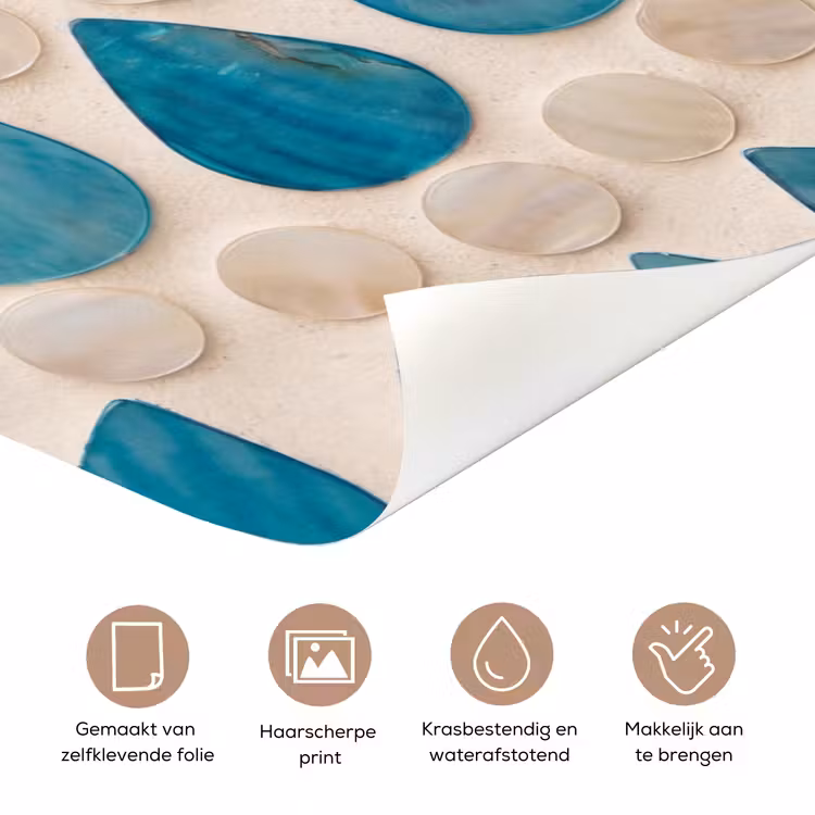 Deursticker - Patroon - Mozaïek - Schelpen - Abstract - Turquoise — 3