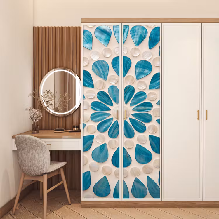 Deursticker - Patroon - Mozaïek - Schelpen - Abstract - Turquoise — 5