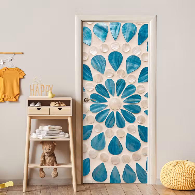 Deursticker - Patroon - Mozaïek - Schelpen - Abstract - Turquoise — 6