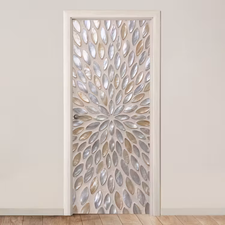 Deursticker - Patroon - Ovaal - Glanzend - Abstract - Beige — 1