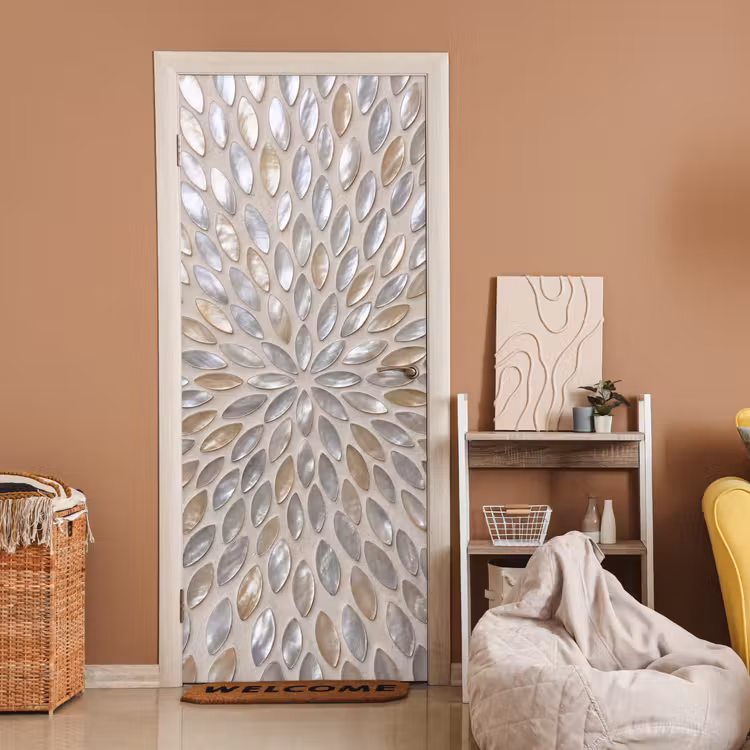 Deursticker - Patroon - Ovaal - Glanzend - Abstract - Beige — 2